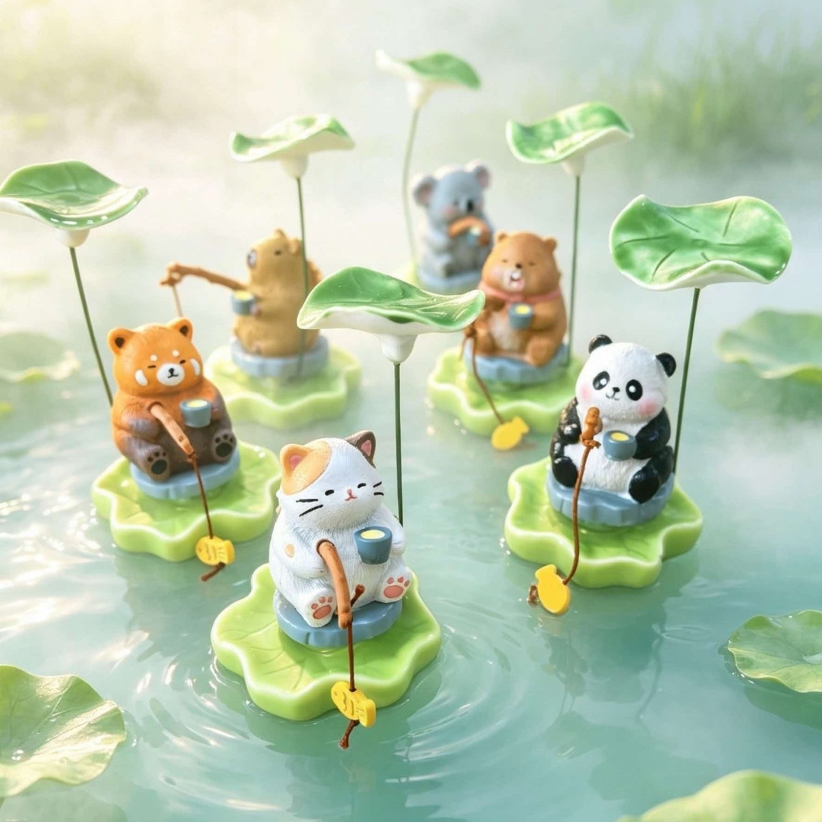 Cute Fishing Animal Figurine R - đánh giá và giá Bonsai Garden Art